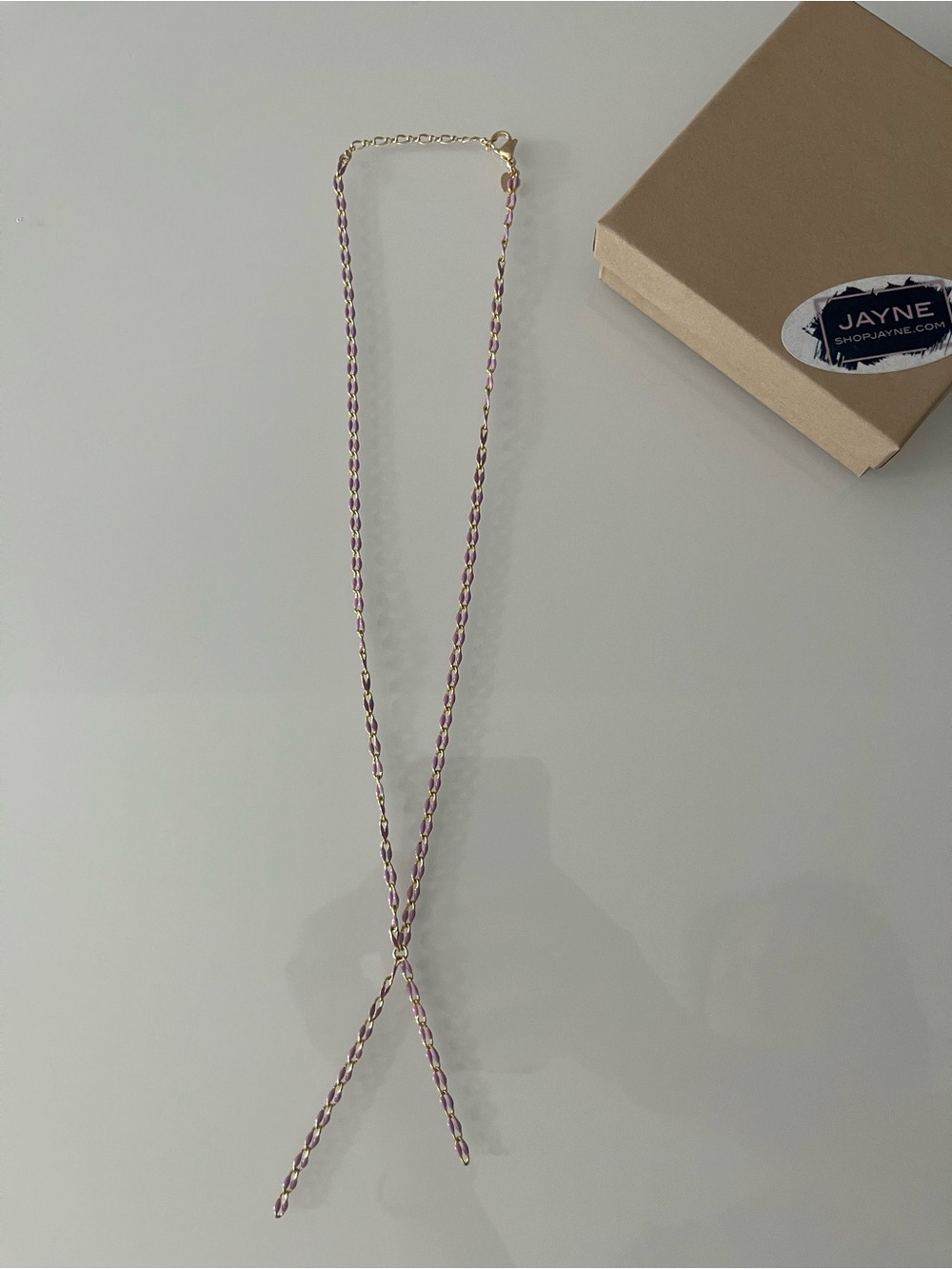 Gold and Purple Twisted Lariat Necklace by Jayne